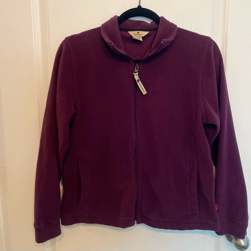 Woolrich dark wine berry fleece jacket size xs